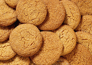 Stack of round, brown cookies