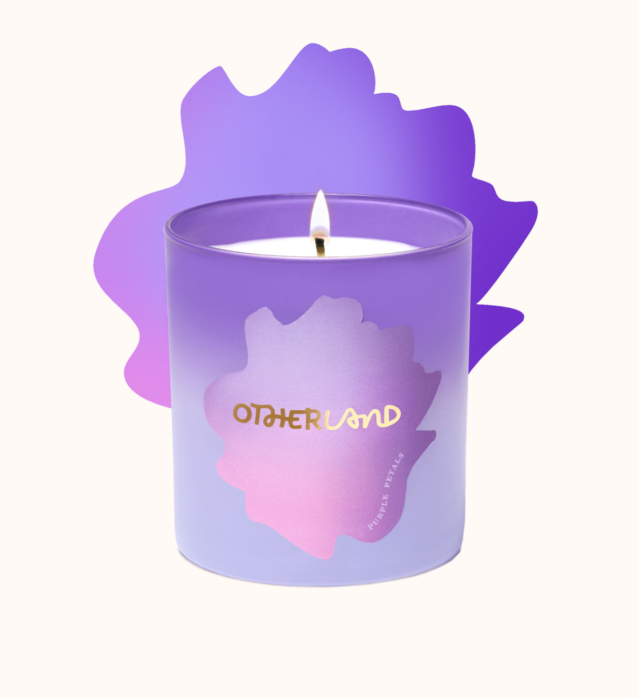 Purple petals candle with a purple and pink design featuring the brand 'Otherland' on a white background.